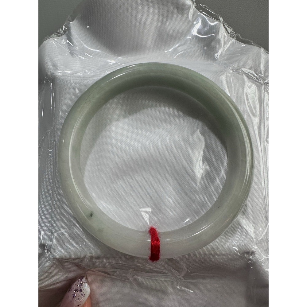 Natural White Icy Jade Bangle Bracelet 58.6mm | Translucent Mutton Fat Style L10